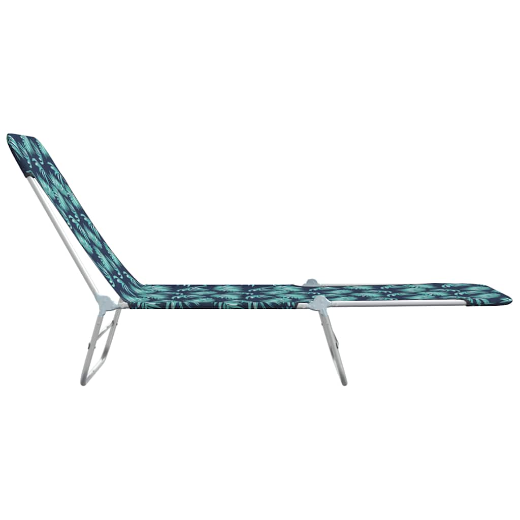 Folding Sun Loungers 2 pcs Steel and Fabric with Leaf Pattern