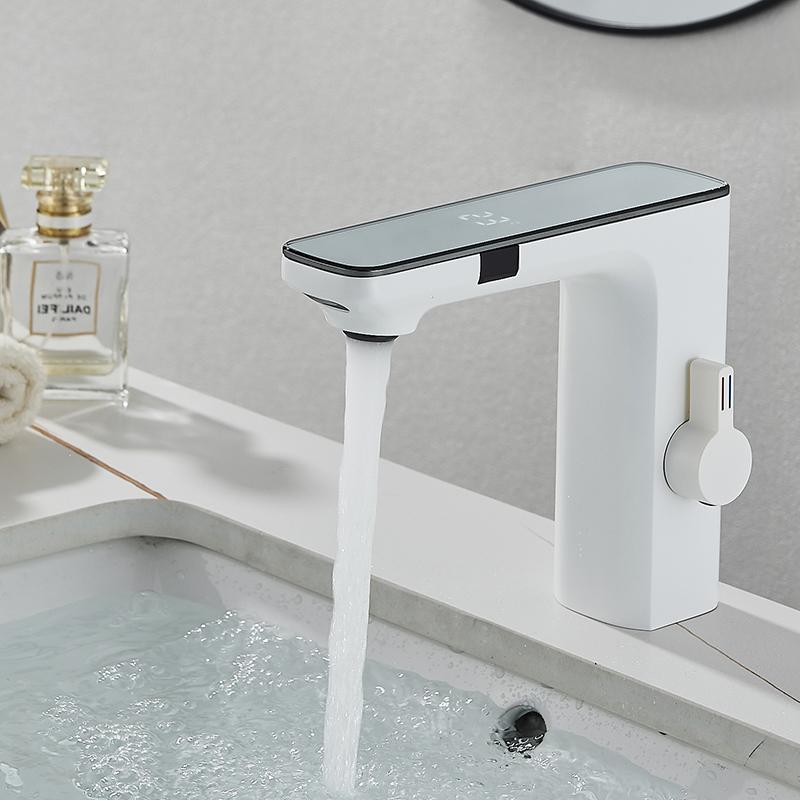 Smart Sensor LED Faucet Bathroom Basin Infrared Faucet Kitchen Sink Mixer Tap Hot and Cold Vanity Touchless Tap Digital Display