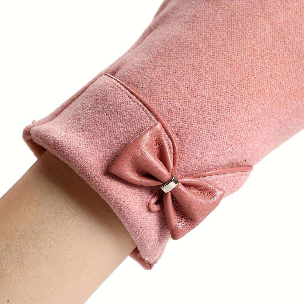 Warm Gloves Winter Touch Screen Gloves Stylish Gloves with Bowknot Decoration for Women
