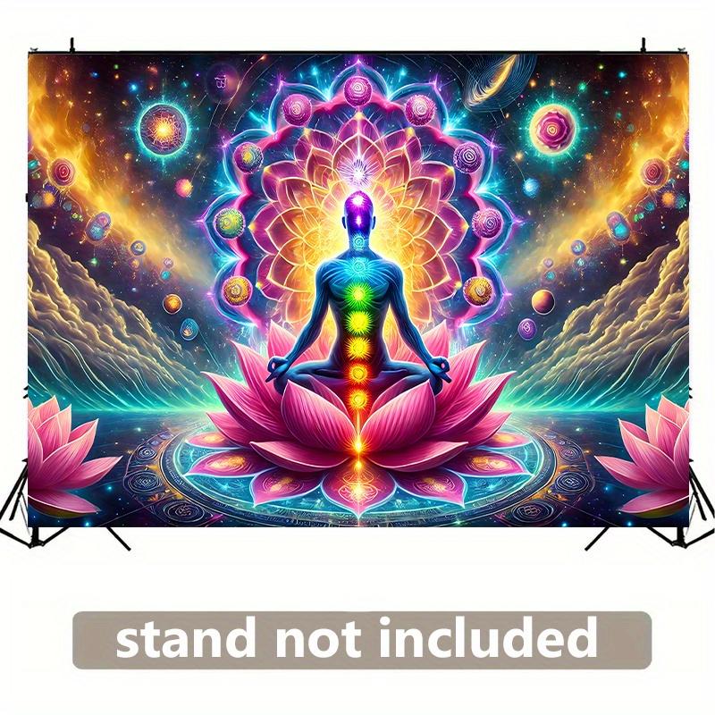 Lotus Meditation Background Chakra Harmonious Wall Hanging Perfect for Living Rooms Bedrooms Offices and Outdoor Decoration