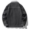 Men's Denim Jacket with Added Velvet and Thickened Flip Collar Washed Cotton Fashionable Men's Jacket