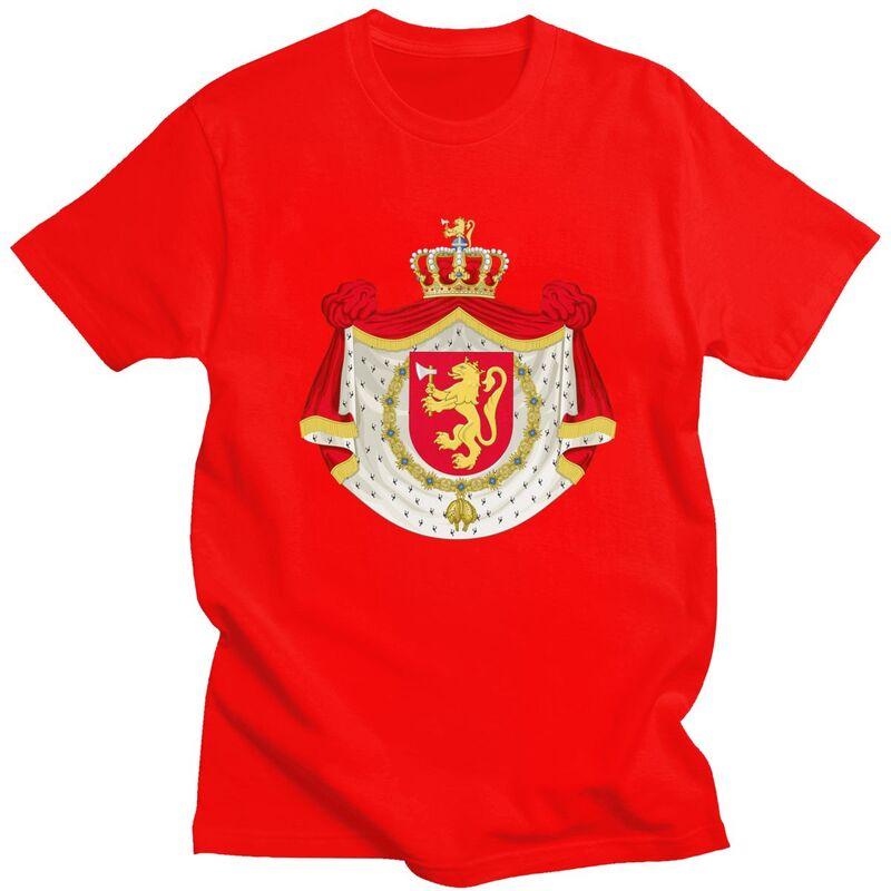 Custom Coat Of Arms Of Norway T Shirts Men Pure Cotton Tee Tops Norwegian Flag Tshirt Short Sleeve Casual Tshirt Clothing