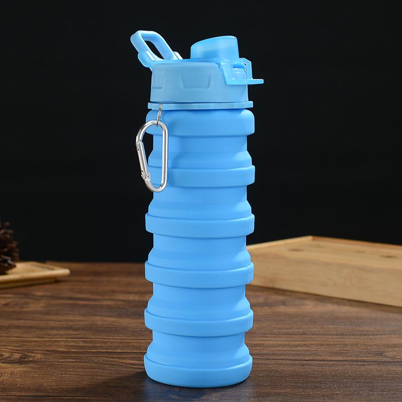 Compact Silicone Foldable Water Bottle - 500ml Portable Sports Bottle for Outdoor Activities