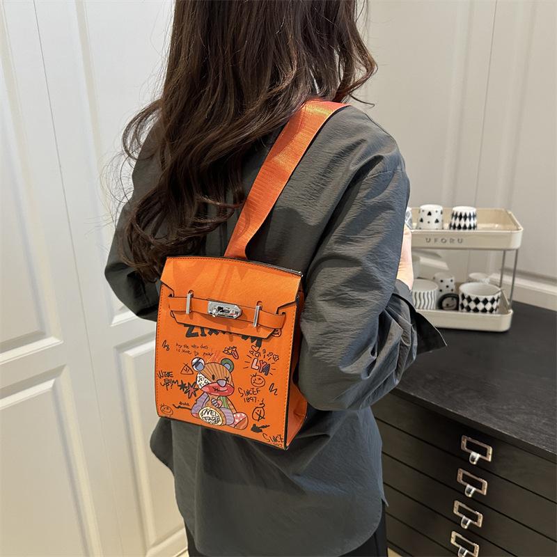 Fashion Cartoon Pattern Women's Bag Mobile Phone Bag 2025 New Crossbody Shoulder Trend Bag Small Square Bag