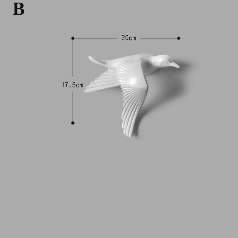 3D resin bird wall decorations three-dimensional wall stickers white gold bird statue living room TV sofa background wall art