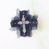 Lace Hair Clip Dark Balletcore Crosses Dark Flat Clip Halloween Hairpin Dark Elegant Hair Clip for Bunches