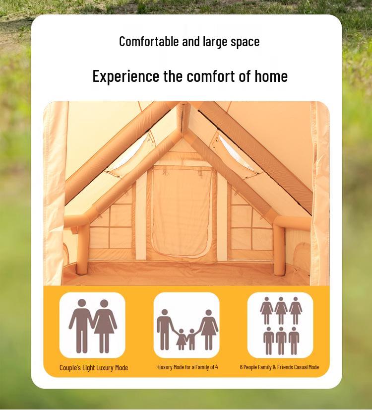 Spacious All-Season Anti-Freeze Moisture-Proof Inflatable Tent for Home & Camping - Portable, No-Assembly, Rainproof.