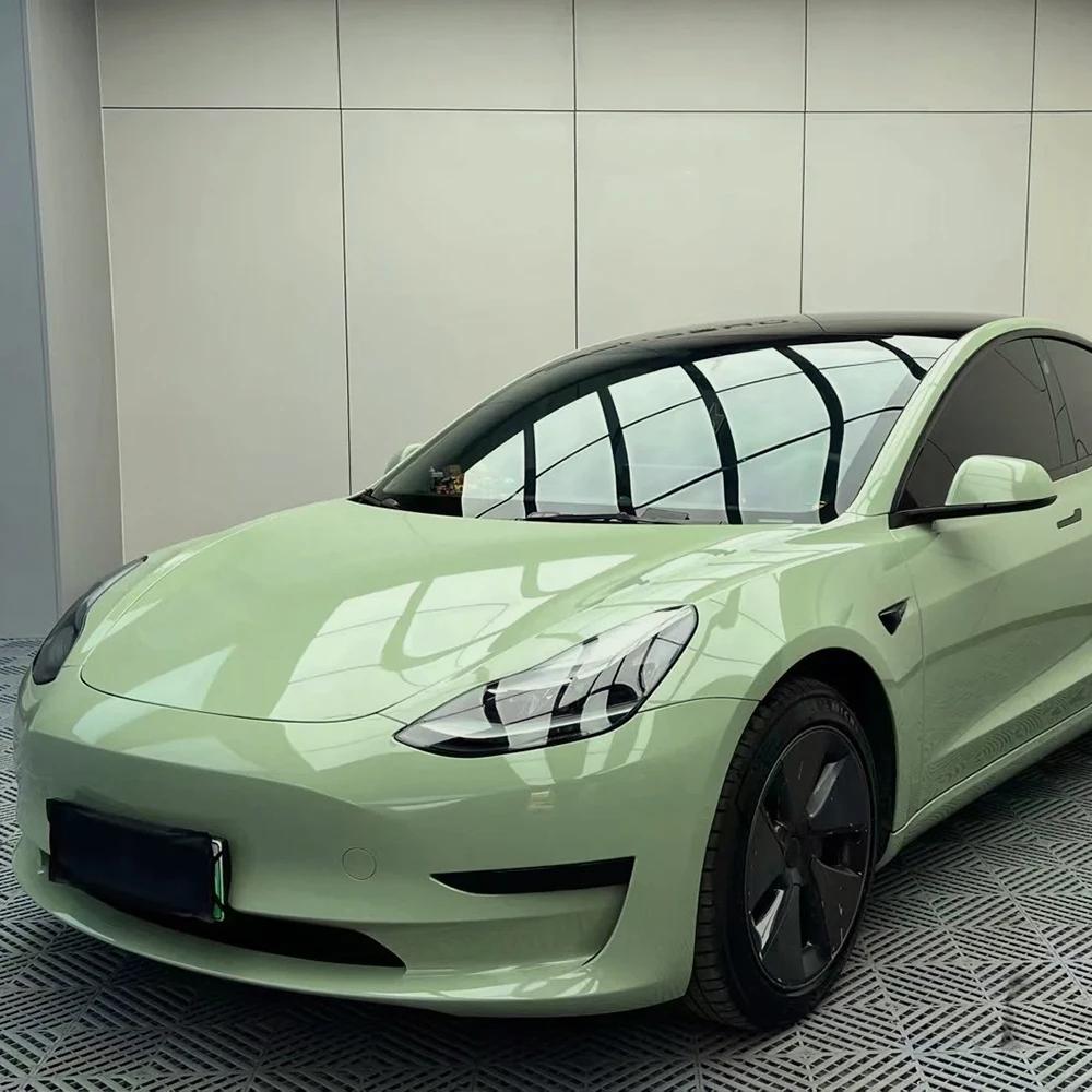 PET Crystal Khaki Green Car Vinyl Film Auto Wrapping Decal With Air Release Technology Motorcycle Car Body Decoration Sticker