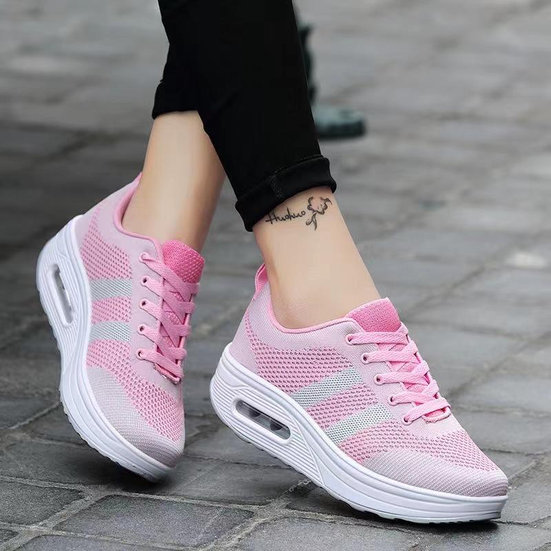 Summer casual women's shoes versatile soft sole breathable knitting heightening