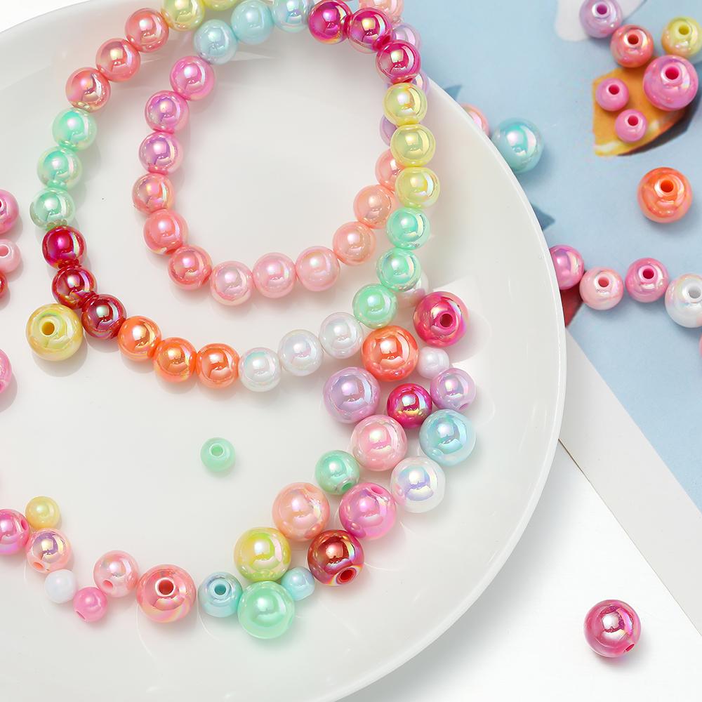50/100pcs 6/8/10mm AB Color Acrylic Beads Round Loose Spacer Beads for Jewelry Making DIY Handmade Necklace Bracelet Accessories