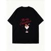 Christmas T Shirt White Merry Christmas Cocktail And Gingerbread Man Print Casual Wear For Holiday Season