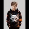 3D Kids Clothing Long Hooded Sweatshirt Girls Cute Cat Printed Clothing Kids Casual Comfortable Outdoor