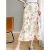 Acetate Satin Skirt for Women In Summertime New Temperament Printed Mid-length Skirt with Drooping High Waist French A-line Skirt