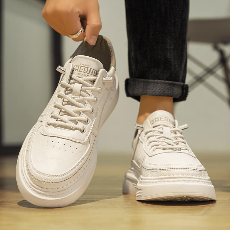Men Leather Shoes Outdoor Fashion Comfortable Flat Shoes Trendy Casual Sneakers Men Lace Up Oxfords Shoes Men Soft Basic Shoes