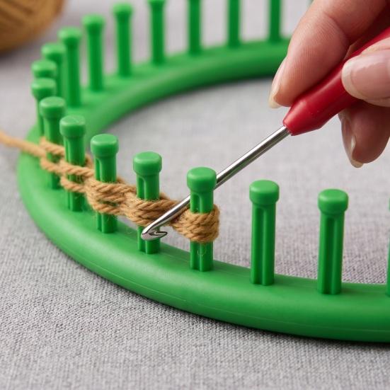 Sweater Knitting Loom Set with Crochet Hook, Needle, Plastic Round Rectangular Yarn Weaving Hand Tools Kit, Beginner for DIY Hat Scarf Shawl Sweaters