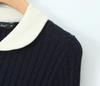 Spring 2025 Women's Age-Reducing Doll Collar Cable Knit Sweater