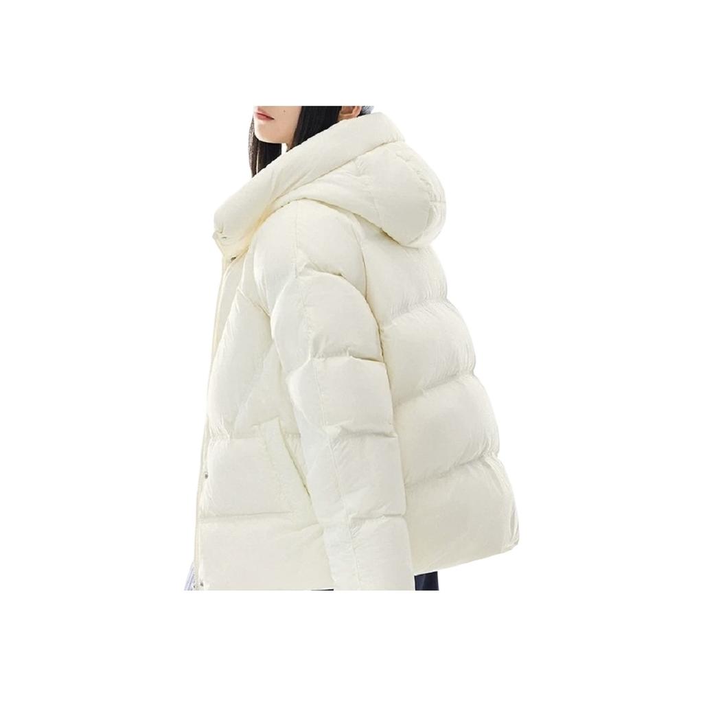 Anta Sports Retro Water-Resistant Loose Ivory White Short Down Jacket Women jackets 162548903N-1