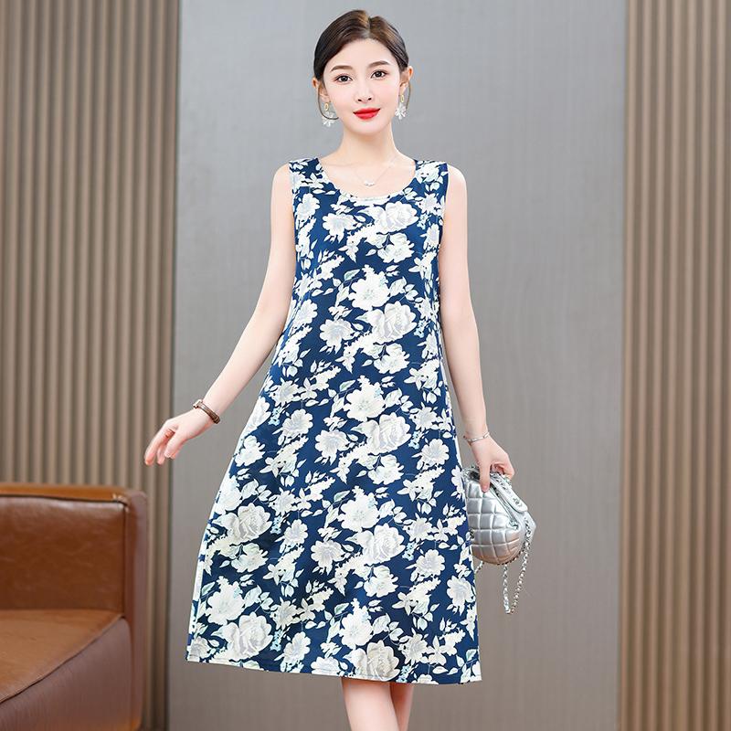 Plus Size Elegant Sleeveless Dresses for Women  Vintage Long Dress Summer