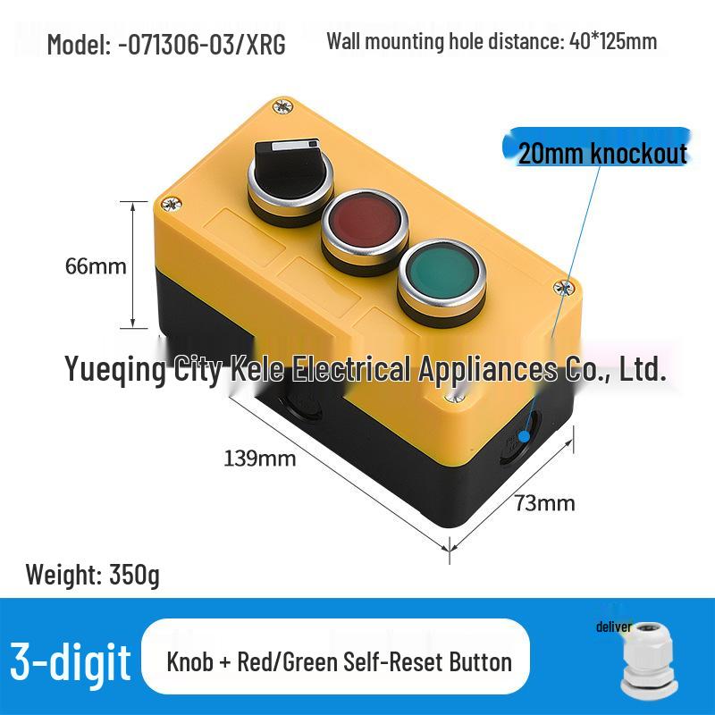 Waterproof Emergency Stop Control Box with Indicator Lights (2-3 Hole)