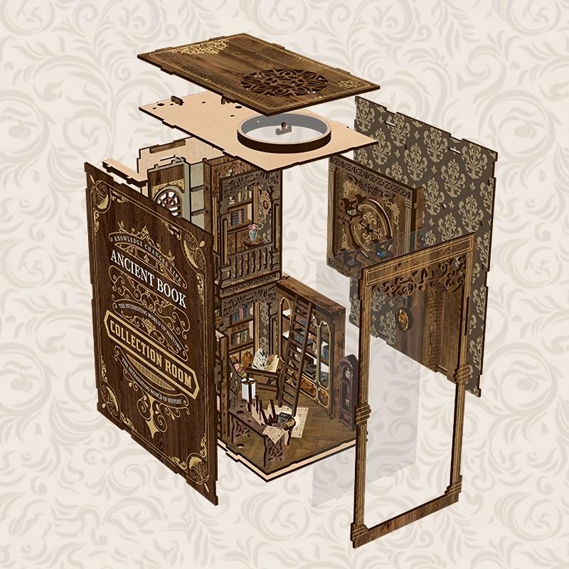 Kit Suport Carte 3D DIY, Model Ornament Decorativ 3D pentru Birou, Suport Carte Puzzle din Lemn 3D pentru Decorare Bibliotecă
