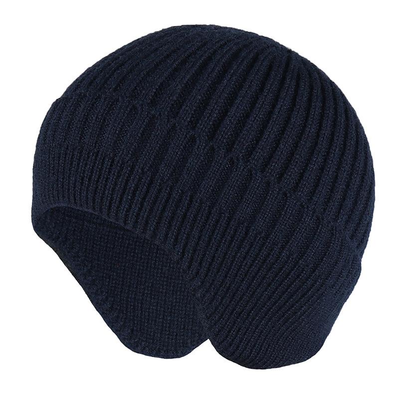 Solide Strickmütze Wintermütze aus Kaninchenfellimitat für Herren Warme Ohrenschützer Herbstmütze Herren Wintermütze