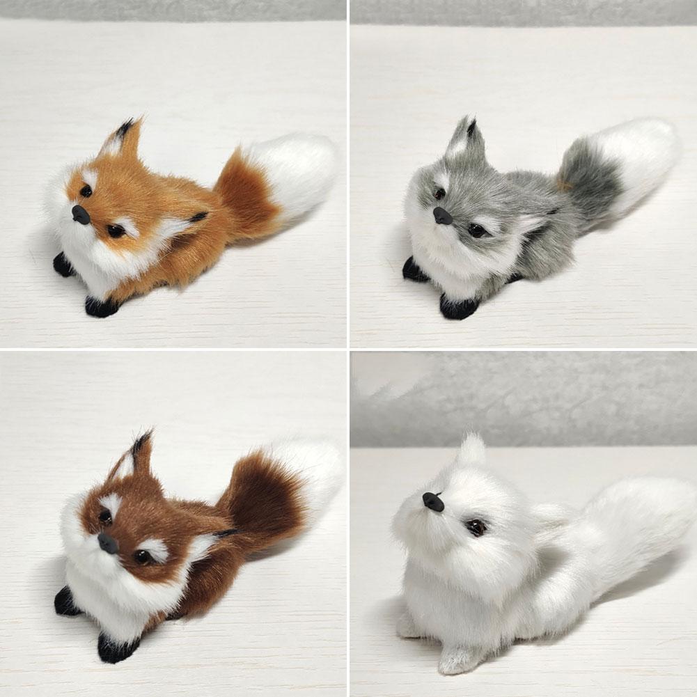 Simulation Mini Fox Model Cute Imitation Fox Ornaments Christmas Gift Children Birthday Gifts Home Decoration Figures Craft