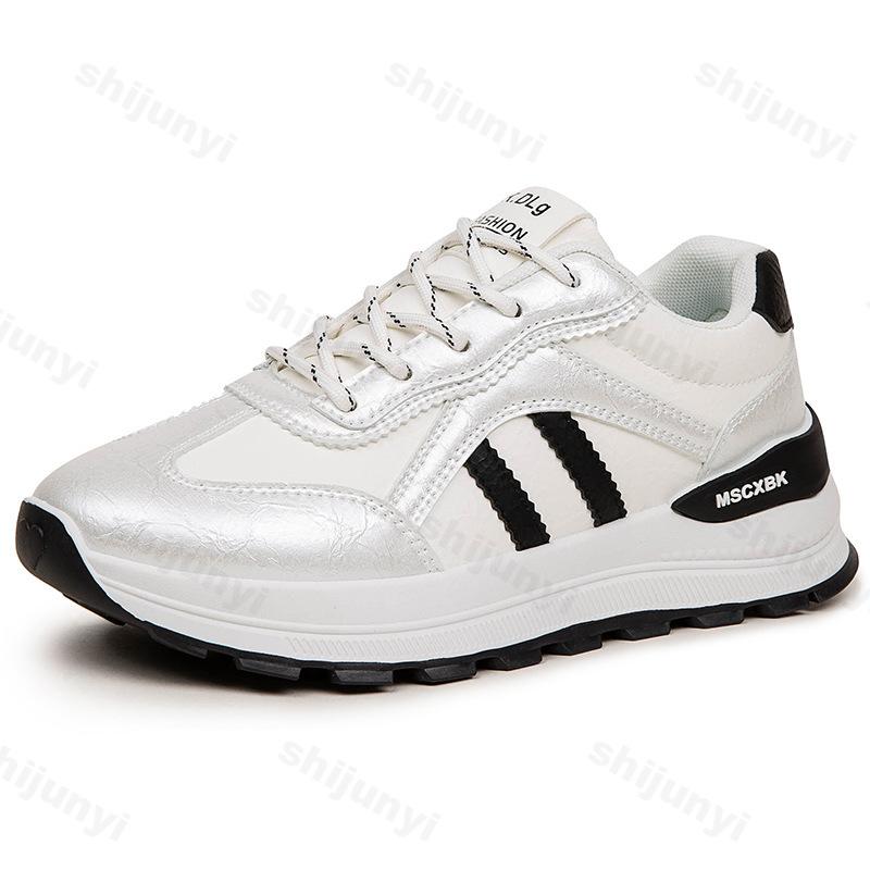 Fashion Women's Leisure Sports Shoes Non Slip Comfortable Lace Up PU Leather Sneakers Increased Height Design Casual Shoes Zapatos Mujer