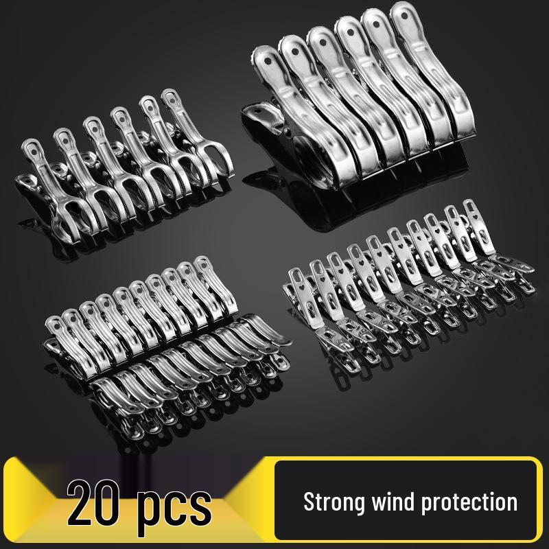 Stainless Steel Windproof Quilt and Sock Clips for Drying