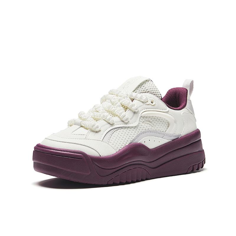 Anta Wavy Shoes Trendy Casual Lightweight Height Increasing Low Top Skate Shoes Women Sneaker Light-Silver-Gray 922438003-3