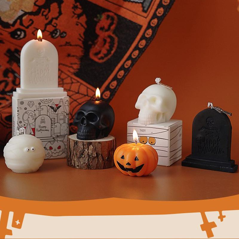 Handcrafted Halloween Ghost Scented Candle Single Wick Jar Design Cute Styling Atmosphere Candlelight Aromatherapy Candle Props