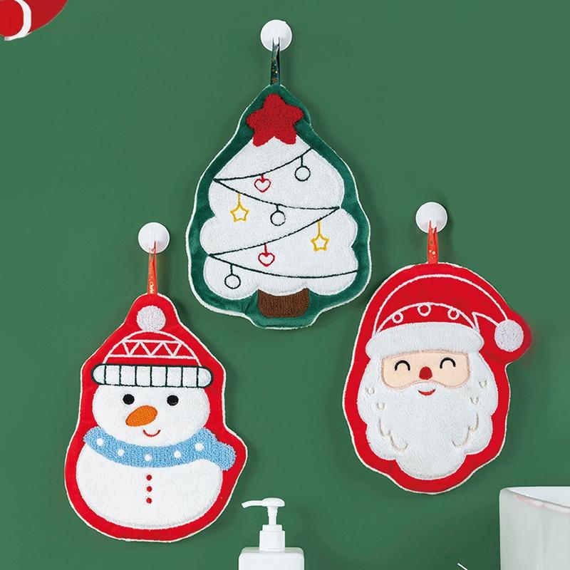 Christmas Decoration 2026 Coral Fleece Hand Towel Christmas Gift Cartoon Kitchen Cloth Children's Christmas Towels