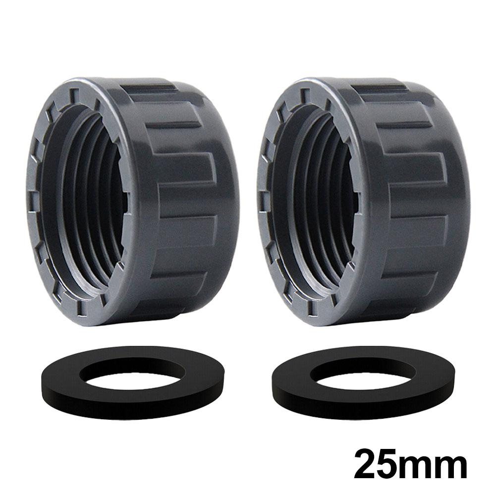 2pcs PVC Female Thread End Cap Connector 20mm/25mm/32mm Hose Connector With Rubber Seals Water Pipe Connector Fittings
