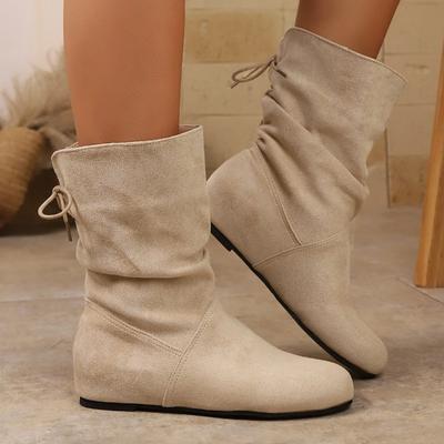 Damenstiefel mit niedrigem Absatz 2025 Neu Vier Jahreszeiten Bequeme Damenschuhe Mode Outdoor Sexy Mid-Calf Stiefel Frau Botas De Mujer