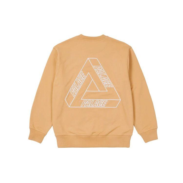 Palace Outliner Designer Crew Neck Sweatshirt With Back Triangle Print Unisex Tops Yellow P20CS144