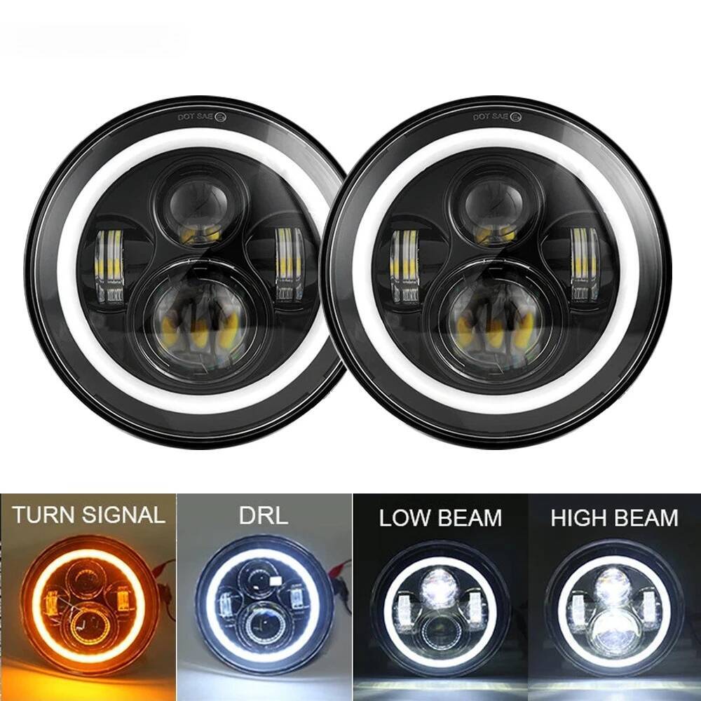 Universal 7 Inch Led Car Motorcycle Headlight DRL H4 Headlamp For Harley BMW Yamha Honda 7" Headlight