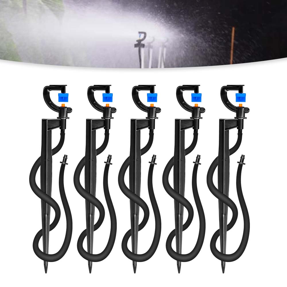 

New 5 Pack 180 Degree Refractive Micro Watering System Nozzle Sprayer 21cm Stake Irrigation Supplies for Hoses Garden Greenhouse белый