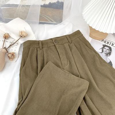 Cord Wide-Leg Hosen für Damen 2025 Herbst und Winter Neu Hochtailliert Lässig Vielseitig Locker Gerade Hosen