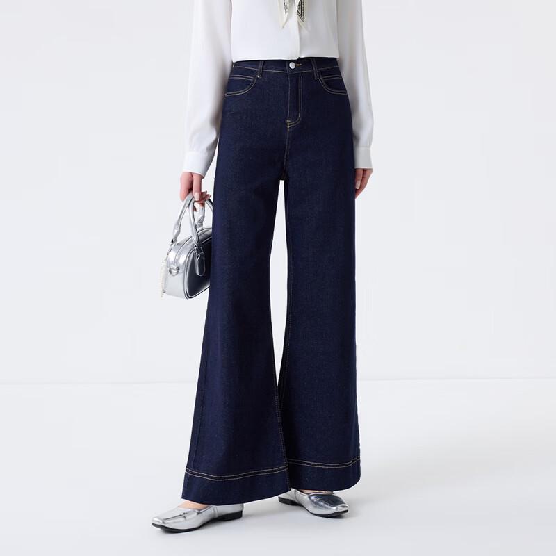 FivePlus Women's Vintage Wide Leg Straight Denim Jeans