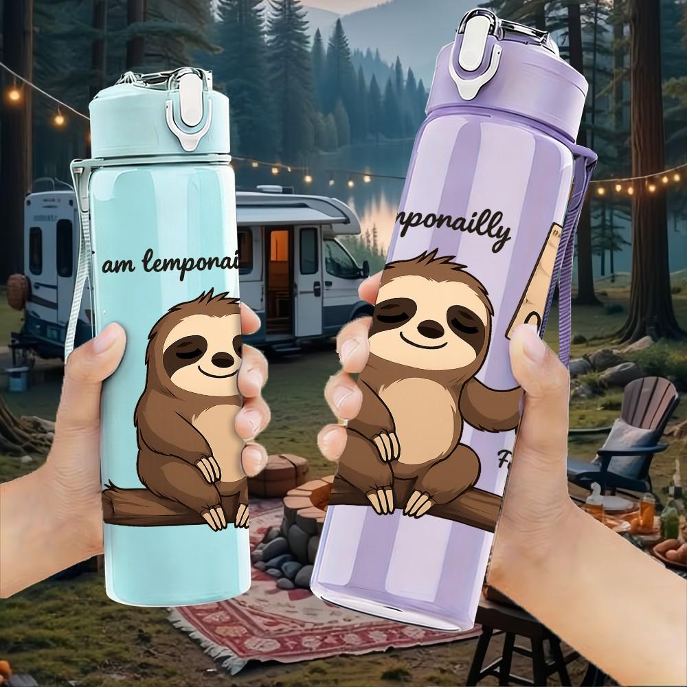 1PC Sloth Out Of Office Sign 750ml Color Plastic Sports Water Bottle Leakproof Flip Straw Lid Suitable for Sports Office Home Use