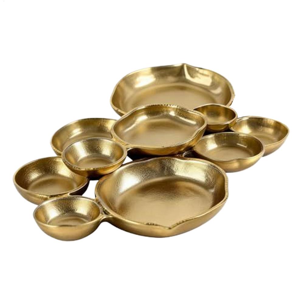 

Cluster Bowls Tiered Metal Vintage Display Table Decor Food Tray Serving Bowls for Party for Fruit Vegetable Salad Pasta золотой