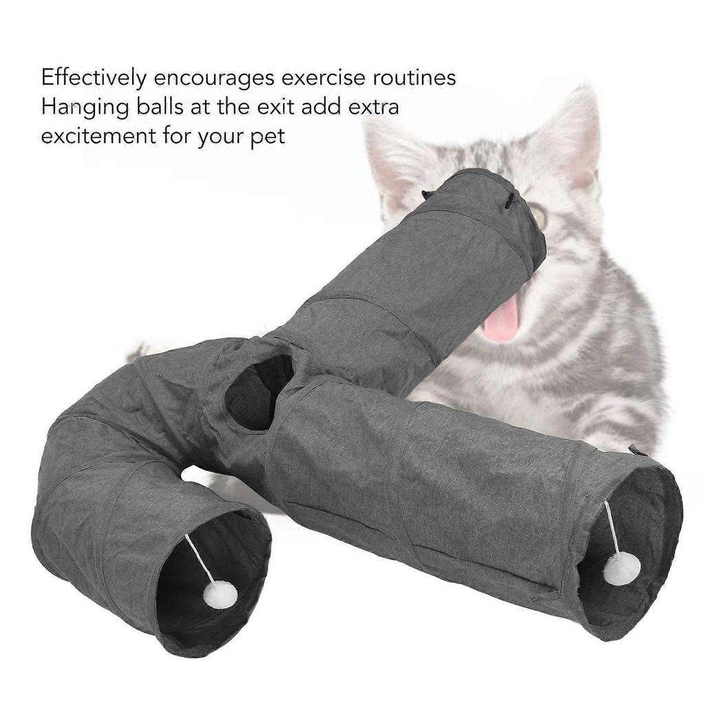 SCSYV 3 Way Cat Tunnel Safe Durable Tear Resistant Collapsible Kitten Tunnel Tube for Daily Exercise