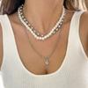 Sweet and edgy layered beaded necklace, minimalist star necklace, pearl jewelry