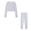 Casual Workout Two Piece Outfits for Women Long Sleeve Crop Top High Waisted Legging Pants Set Slim Fit Jogger Track Suits