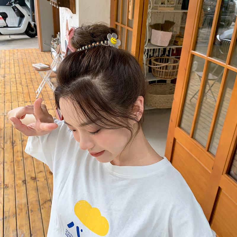 

1Pc Korean Style Frosted Phone Cord Hair Rope Hair Ring Tie Smile Face
