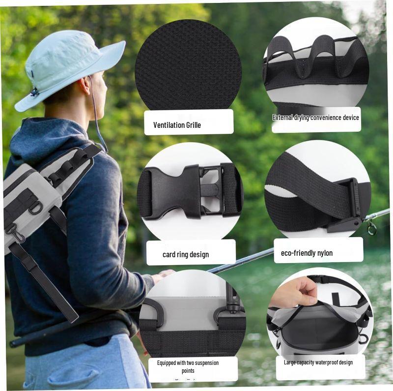 Waterproof Multi-functional Fishing Waist Bag with Rod & Hook Holders