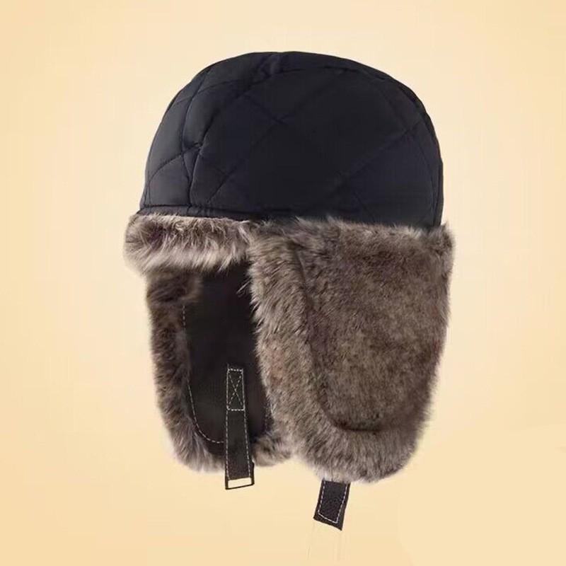 Winter Fleece-Lined Leather Aviator Hat Men Women Warm Windproof Outdoor Biker Ear Protection Cap