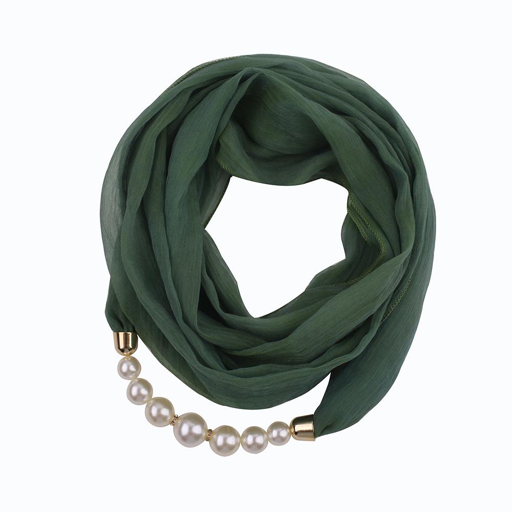 Elegant Chiffon Scarf Necklace with Pearl Beads – Stylish Women’s Fashion Accessory for Casual and Formal Wear