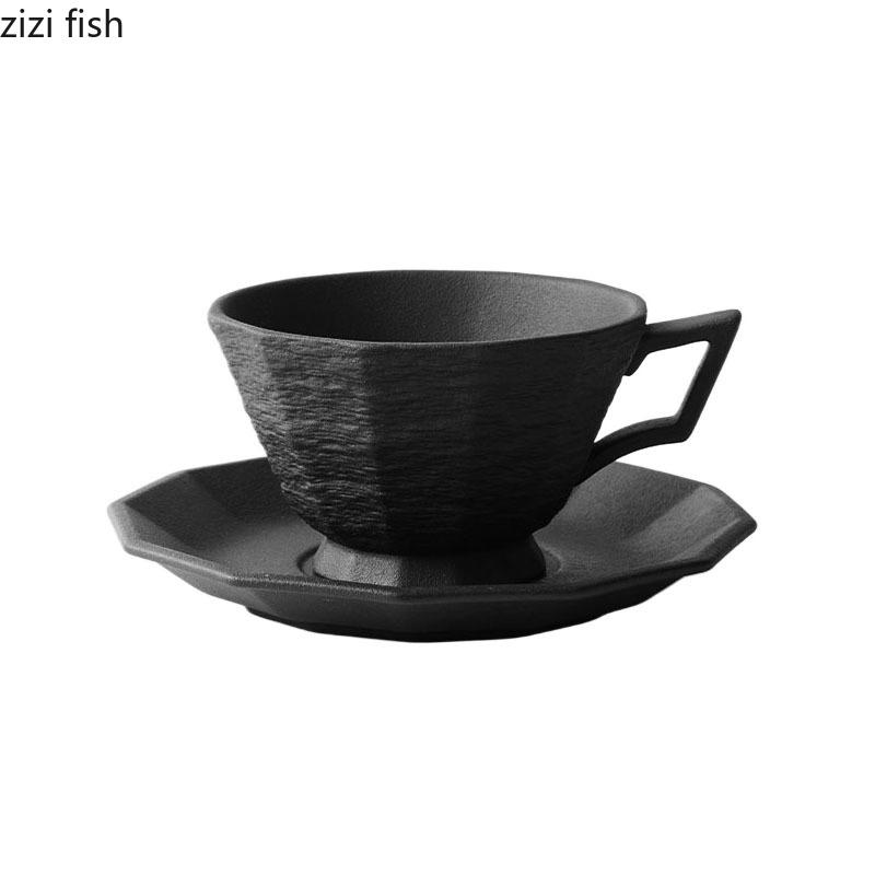 Simplicity Stone Patterned Ceramic Mug and Dish Set Creative Office Latte Coffee Mug Milk Mug Household Water Cup Tea Cup