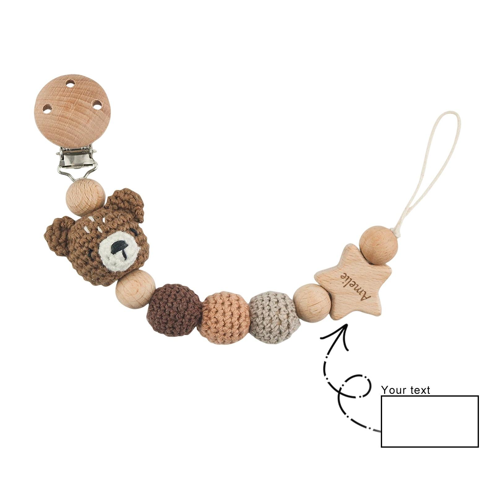 

Персонализированная гравировка зажима для пустышки для новорожденного, подвесной цепочки для пустышки, цепочка для детской пустышки, защищающая от падения One Size