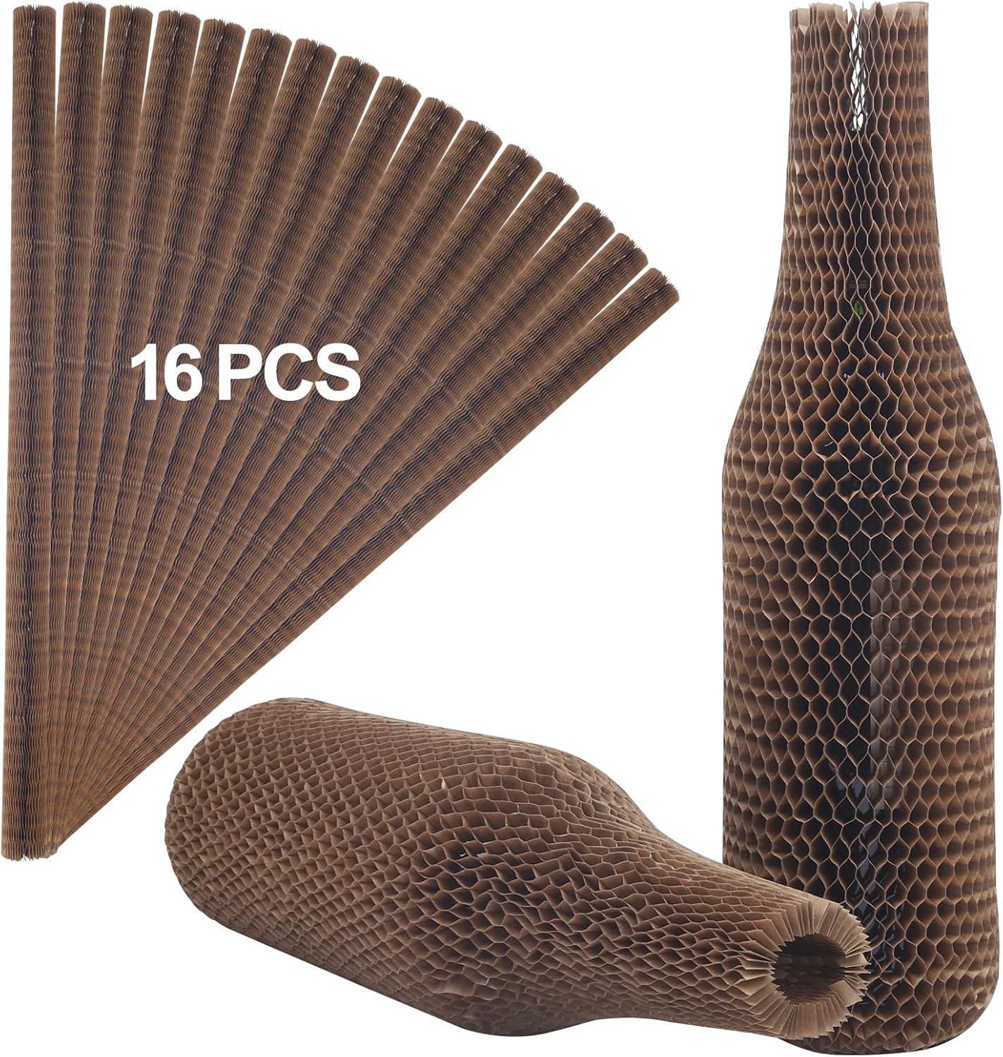 

Захисні чохли для пляшок вина з стільникового паперу, набір з 16 штук, багаторазові чохли для скляних пляшок алкоголю для подорожей літаком, транспортування Wine bottle protecti